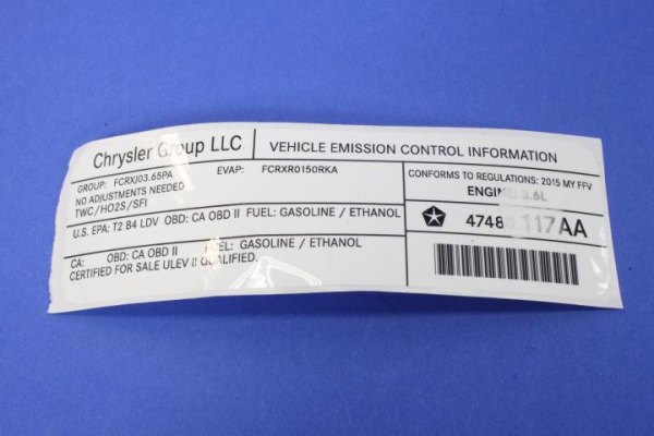 Mopar® - Vehicle Emission Control Information Label