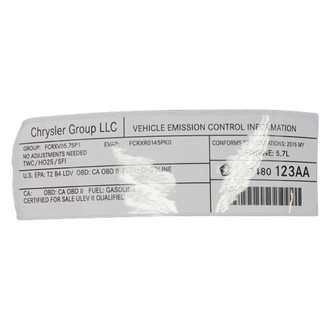 Chrysler OE - Emission Label