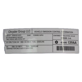 Mopar® - Vehicle Emission Control Information Label