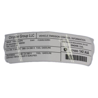 Mopar® - Vehicle Emission Control Information Label