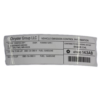 Mopar® - Vehicle Emission Control Information Label
