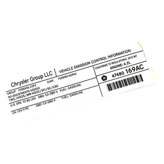 Mopar® - Vehicle Emission Control Information Label