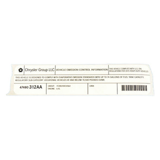 Mopar® - Vehicle Emission Control Information Label