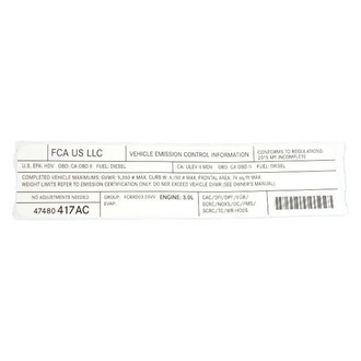 Mopar® - Vehicle Emission Control Information Label