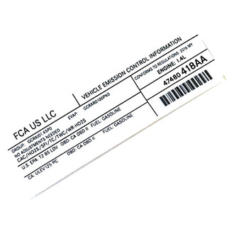 Mopar® - Vehicle Emission Control Information Label