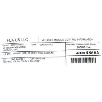 Jeep OE - Emission Label