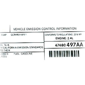 Mopar® - Vehicle Emission Control Information Label