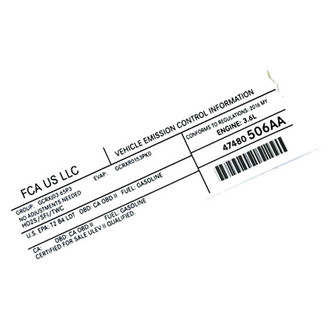 Mopar® - Vehicle Emission Control Information Label