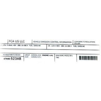 Mopar® - Vehicle Emission Control Information Label