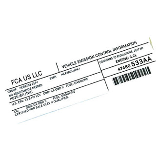 Jeep OE - Emission Label