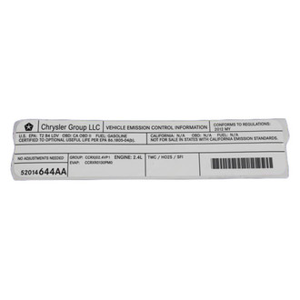 Mopar® - Vehicle Emission Control Information Label
