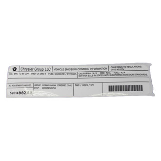 Mopar® - Vehicle Emission Control Information Label