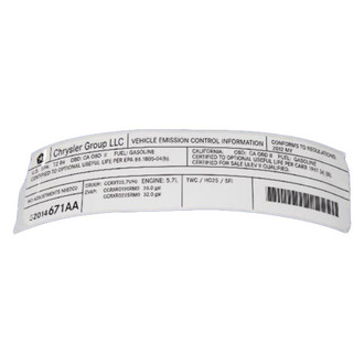 Mopar® - Vehicle Emission Control Information Label