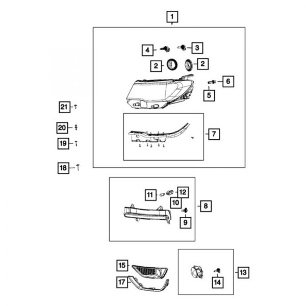 Jeep OE 55112707AF Front Left Headlight Assembly