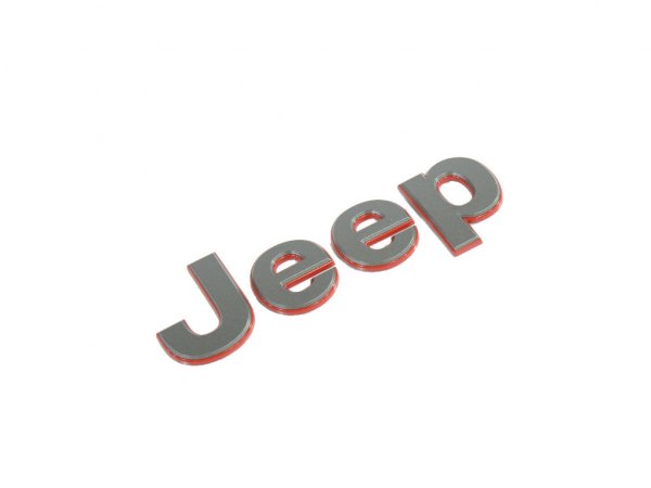 Mopar® - "Jeep" Nameplate Gray/Red Hood Emblem