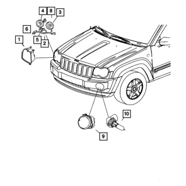 Mopar® - Passenger Side Replacement Headlight, Jeep Grand Cherokee