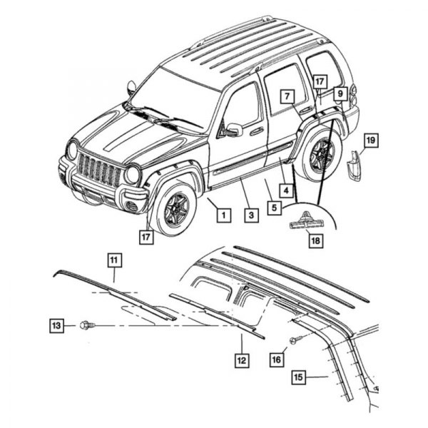 Mopar® - Rear Driver Side Roof Molding