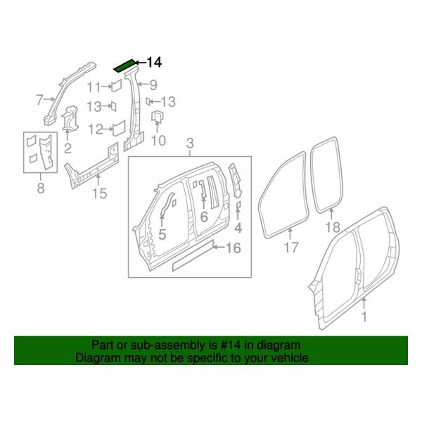 Mopar® - Right Roof Rail Reinforcement