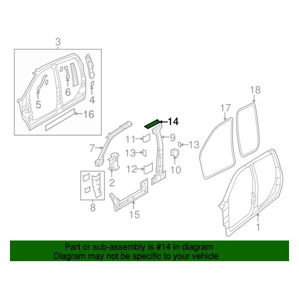 Mopar® - Right Roof Rail Reinforcement