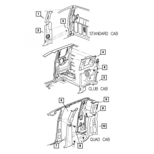 Mopar® - Door Pillar Post Trim Set