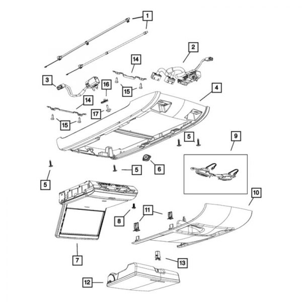 Mopar® - Rear Upper Center Console Trim Panel