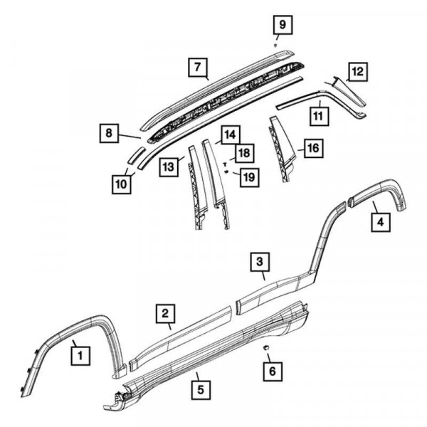Jeep OE 5UP39SZZAF - Rear Left Side Body Panel Molding