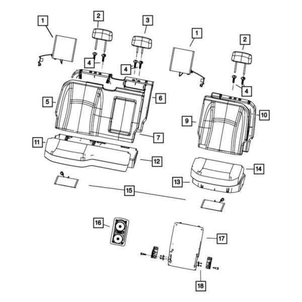 Mopar® - Rear Right Seat Back Cover