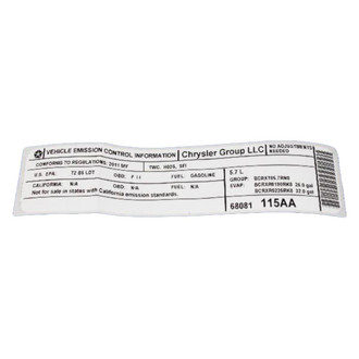 Mopar® - Vehicle Emission Control Information Label