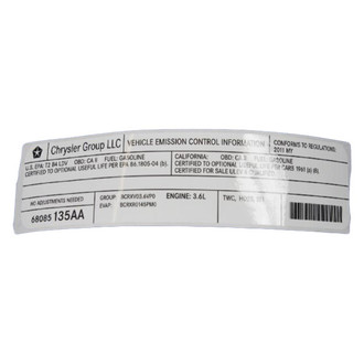 Mopar® - Vehicle Emission Control Information Label