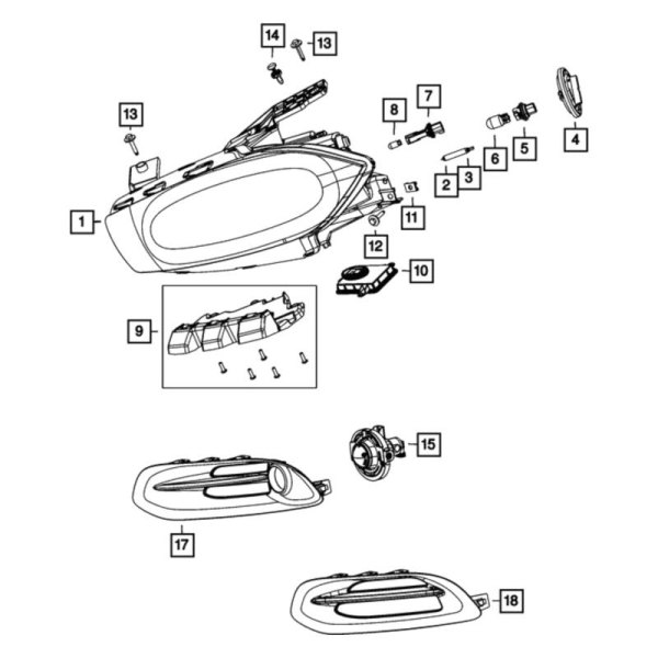 Mopar® - Passenger Side Replacement Headlight, Acura RDX