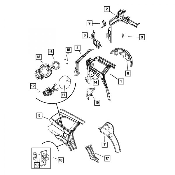 Mopar® - Driver Side Inner Quarter Panel