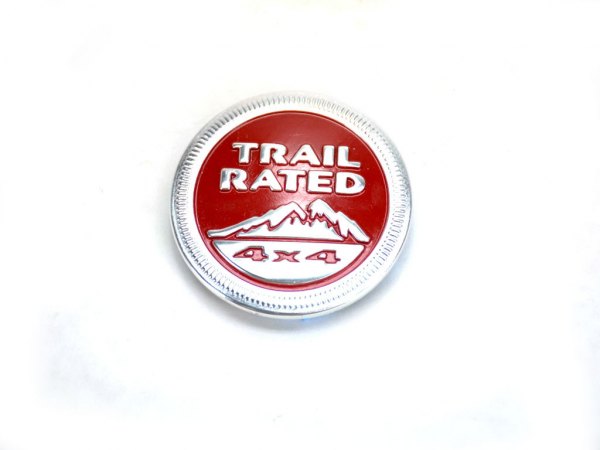 Mopar® - "Trail Rated 4 x 4" Medallion Chrome/Red Left Side Front Fender Emblem