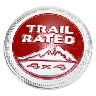 Mopar® - "Trail Rated 4 x 4" Medallion Chrome/Red Left Side Front Fender Emblem