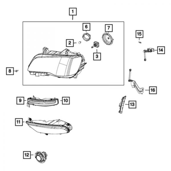 Mopar® - Passenger Side Replacement Headlight, Acura RDX