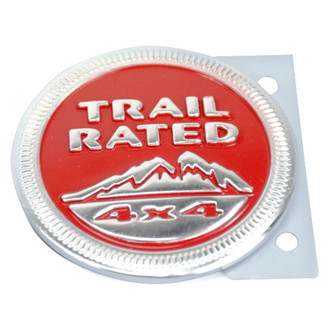 Mopar® - "Trail Rated 4 x 4" Medallion Chrome/Red Right Side Front Fender Emblem