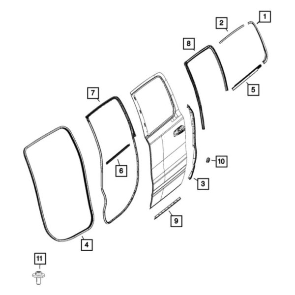 Mopar® - Rear Passenger Side Lower Door Reveal Molding