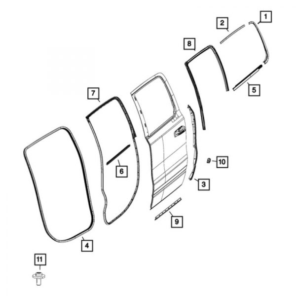 Mopar® - Rear Passenger Side Lower Door Reveal Molding