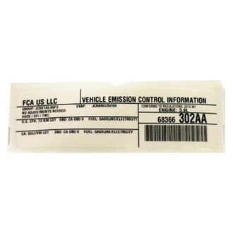 Mopar® - Vehicle Emission Control Information Label