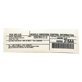 Mopar® - Vehicle Emission Control Information Label
