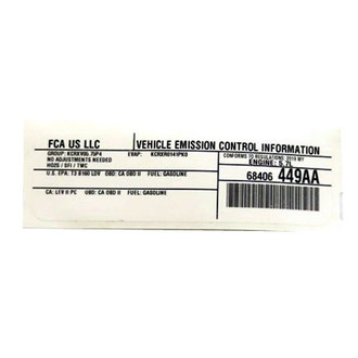 Mopar® - Vehicle Emission Control Information Label US, Canada
