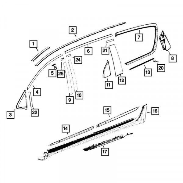 Mopar® 68497885AB - Front Driver Side Door Reveal Molding