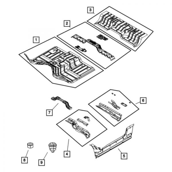 Mopar® - Rear Driver Side Floor Pan Crossmember