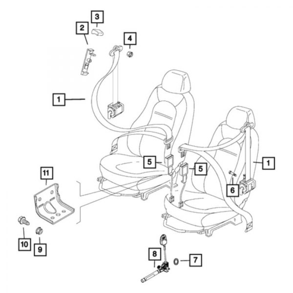 Mopar® - Passenger Side Seat Belt Buckle Assembly