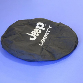 Mopar® - 29"-30" Premium Black Spare Tire Cover with Bright Silver Jeep Liberty Logo