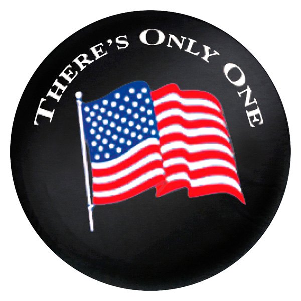 Mopar® - 30"-31" Premium Black Spare Tire Cover with American Flag There`s Only One Logo