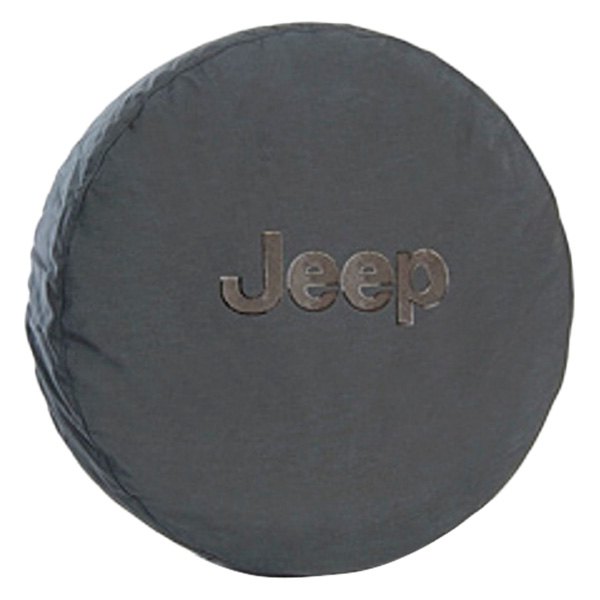 Mopar® - 32" Deluxe Anti-Theft Black Spare Tire Cover with Bright Gray Jeep Logo