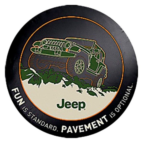 Mopar® - 32" Premium Black Spare Tire Cover with Jeep Logo & Car Image