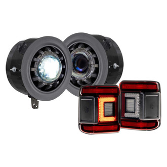 Morimoto® - Super7™ 7" Round Driver and Passenger Side Switchback DRL Bar Projector Bi-LED Headlight Kits with Red Tail Lights