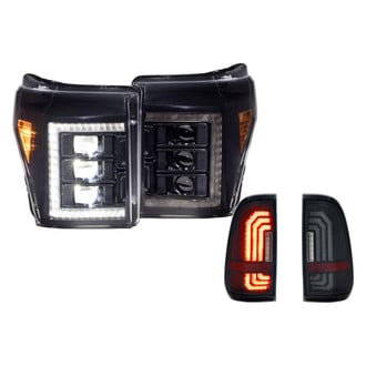 Morimoto® - XB™ Driver and Passenger Side Gloss Black Sequential DRL Bar Projector LED Headlight Kits with Smoke Tail Lights