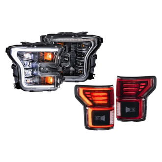 Morimoto® - XB™ Driver and Passenger Side Black Sequential DRL Bar Projector LED Headlight Kits with Red Tail Lights